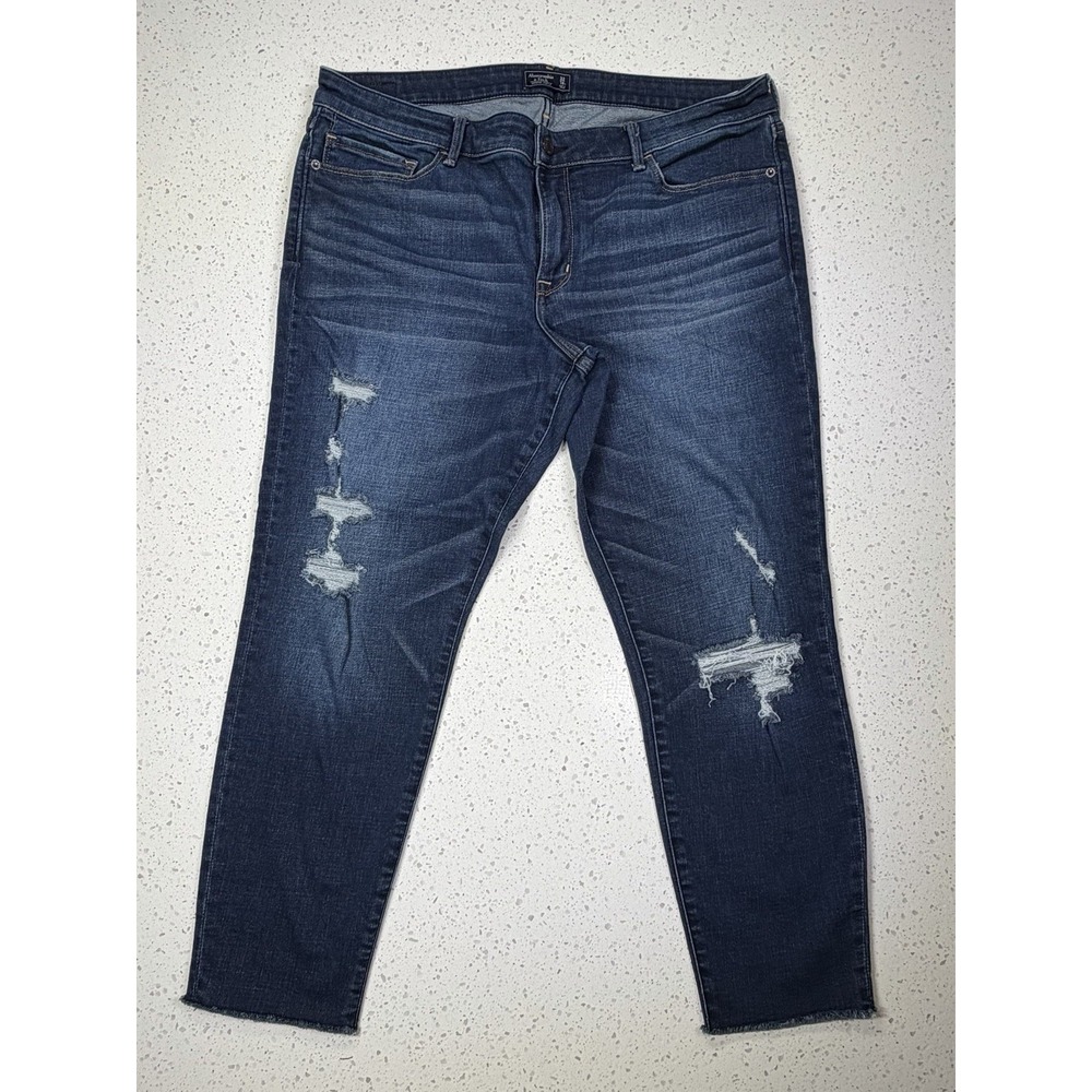 Abercrombie & Fitch Ankle Blue Denim Jeans Distressed Stretch Regular Women